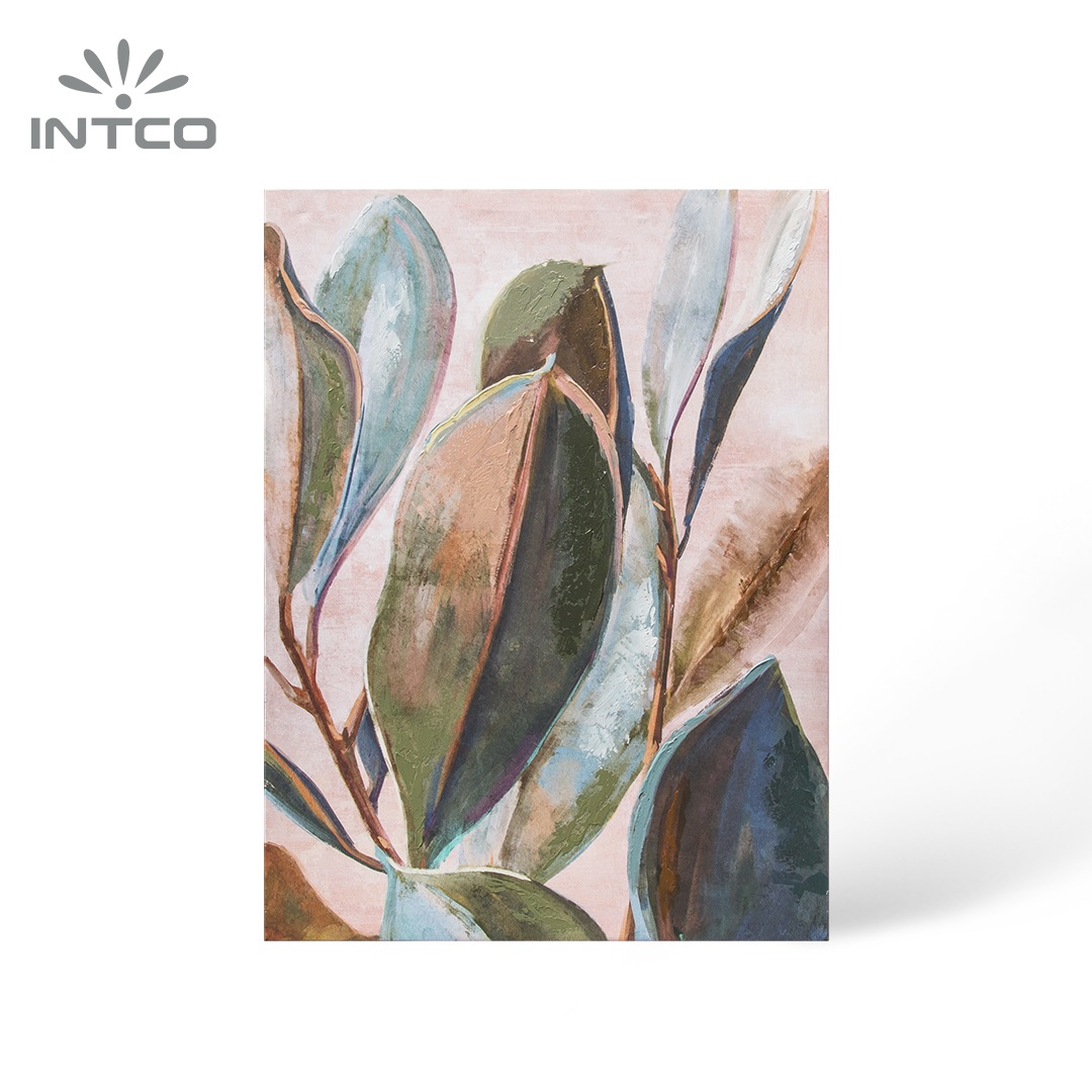 Aesthetic  Canvas Leaf Textured Painting Wall Art